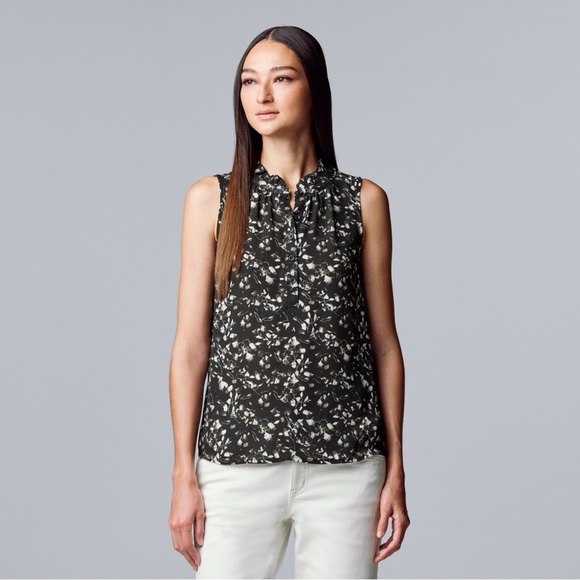 Simply Vera Vera Wang Tops - #31 SIMPLY VERA WANG • RUFFLE NECK • GARDEN FOLIAGE TOP